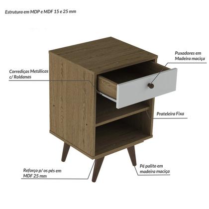 Imagem de Mesa de Cabeceira Infantil 1 Gaveta 1 Prateleira Retrô Luna