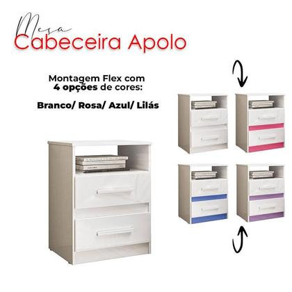 Imagem de Mesa de Cabeceira Infantil Apolo Branco Flex - Moval