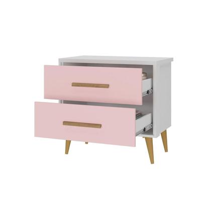 Imagem de Mesa de Cabeceira Infantil Arco-íris Espresso Móveis Branco/Rosa
