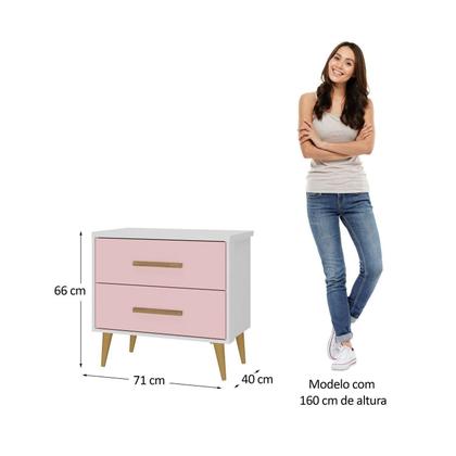 Imagem de Mesa de Cabeceira Infantil Arco-íris Espresso Móveis Branco/Rosa