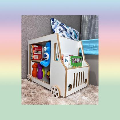 Imagem de Mesa de cabeceira infantil carrinho com rodizios 100% mdf