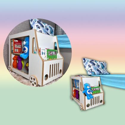 Imagem de Mesa de cabeceira infantil carrinho com rodizios 100% mdf