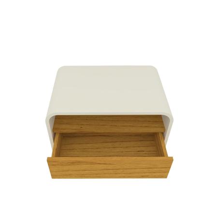 Imagem de Mesa de Cabeceira Innova 1 Gaveta Pés em Madeira OffWhite Com Naturale - Rede Móveis