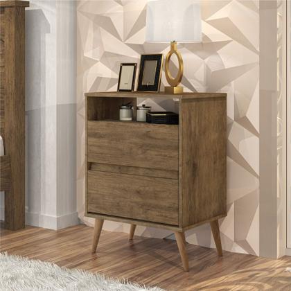 Imagem de Mesa de Cabeceira J&A Móveis Lotus retrô 2 gavetas e 1 nicho  Jequitibá