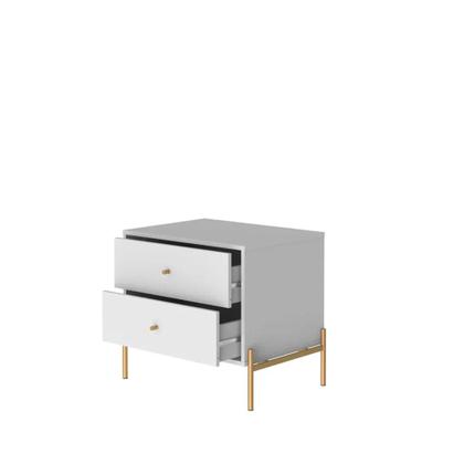 Imagem de Mesa de Cabeceira Jasper 64 cm - Branco Gloss c/ Dourado