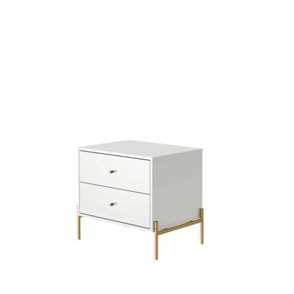 Imagem de Mesa de Cabeceira Jasper 64 cm - Branco Gloss c/ Dourado
