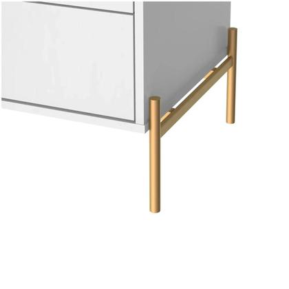 Imagem de Mesa de Cabeceira Jasper 64 cm - Branco Gloss c/ Dourado
