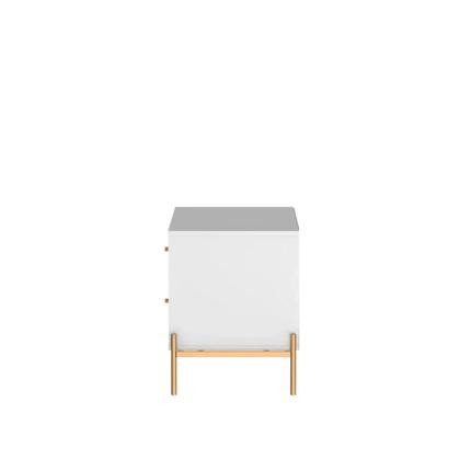 Imagem de Mesa de Cabeceira Jasper 64 cm - Branco Gloss c/ Dourado