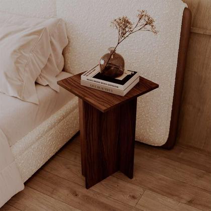 Imagem de Mesa De Cabeceira Kyoto 35x35x65cm Nogal Quarto