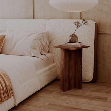 Imagem de Mesa de Cabeceira Kyoto Nogal Cama Quarto Sala 35x65cm