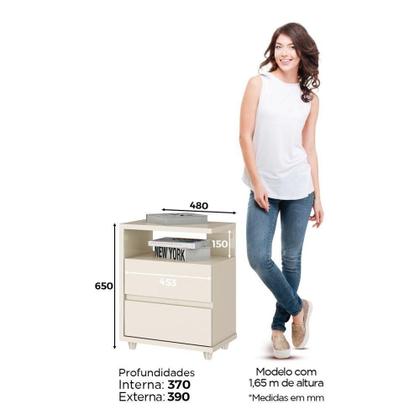 Imagem de Mesa De Cabeceira Lacy 02 Gavetas Henn Off White