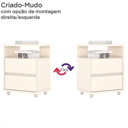 Imagem de Mesa De Cabeceira Lacy 02 Gavetas Henn Off White
