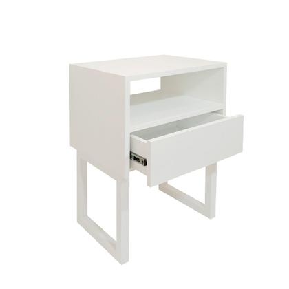 Imagem de Mesa de Cabeceira Lateral Nicho com Gaveteiro Square Branco Laca