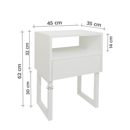 Imagem de Mesa de Cabeceira Lateral Nicho com Gaveteiro Square Branco Laca