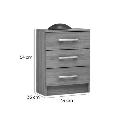 Imagem de Mesa de Cabeceira Leme com 3 Gavetas Primicias Cor Cinamomo Off White