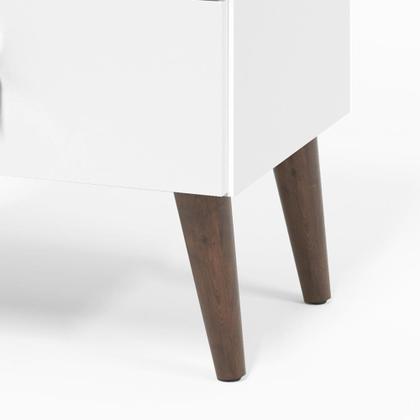 Imagem de Mesa De Cabeceira Liv Para Quarto Com 3 Gavetas Retrô Pés Palito - Branco - Maria Móveis