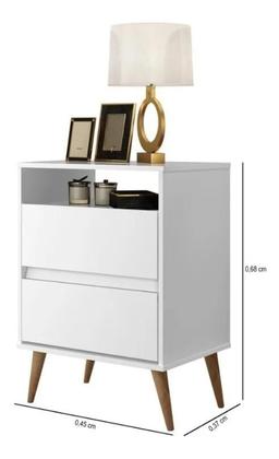 Imagem de Mesa de Cabeceira Lotus 2 gavetas Branco - Comprar Moveis em Casa