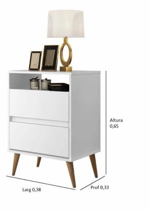 Imagem de Mesa de Cabeceira Lotus Plus 2 gavetas Branco - Comprar Moveis para sua Casa