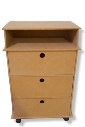 Imagem de Mesa De Cabeceira Luxo New 3 Gavetas E Nicho Decoração Mdf
