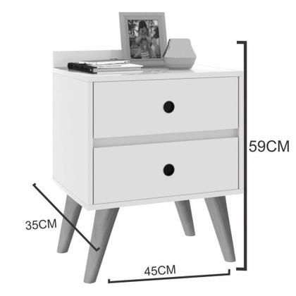 Imagem de Mesa de Cabeceira Madero Retrô - Branco - GAIO DECOR