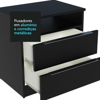 Imagem de Mesa de Cabeceira Madesa 3227 com 2 Gavetas - Preto