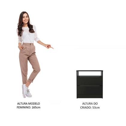 Imagem de Mesa de Cabeceira Madesa 3227 com 2 Gavetas - Preto