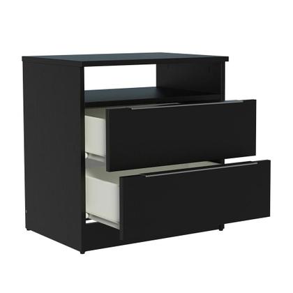 Imagem de Mesa de Cabeceira Madesa 3227 com 2 Gavetas - Preto