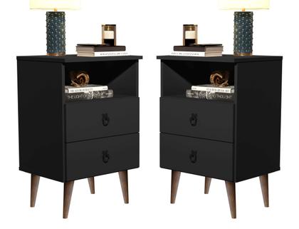 Imagem de Mesa De Cabeceira Madri 2 Gavetas Retrô - Jalmac Móveis