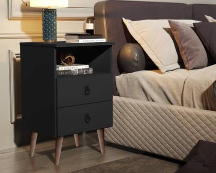 Imagem de Mesa De Cabeceira Madri 2 Gavetas Retrô - Jalmac Móveis