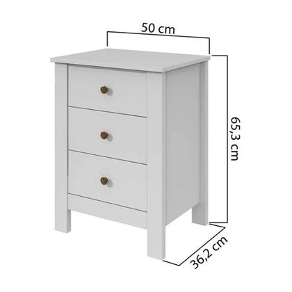 Imagem de Mesa de Cabeceira Maggiore Branco com 3 Gavetas Lopas