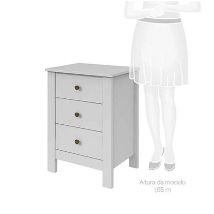 Imagem de Mesa de Cabeceira Maggiore Branco com 3 Gavetas Lopas
