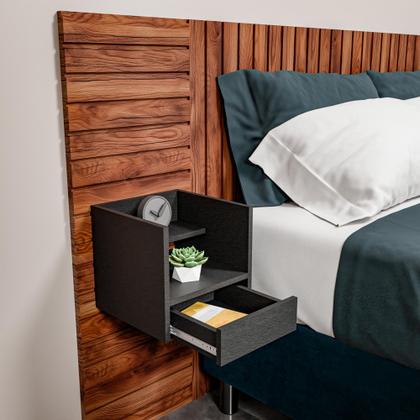 Imagem de Mesa de cabeceira mdf com prateleira gaveta e nicho suspensa