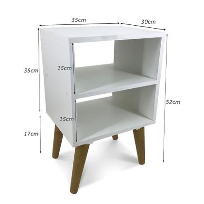 Imagem de Mesa De Cabeceira Mdf Nicho Pé Palito Branco Retrô