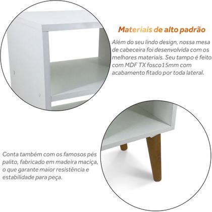 Imagem de Mesa De Cabeceira Mdf Nicho Pé Palito Branco Retrô