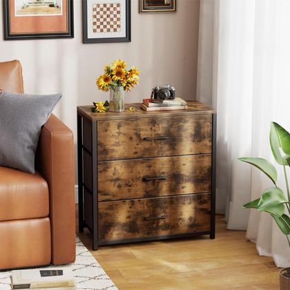 Imagem de Mesa de cabeceira Memobarco com 3 gavetas e armários de tecido