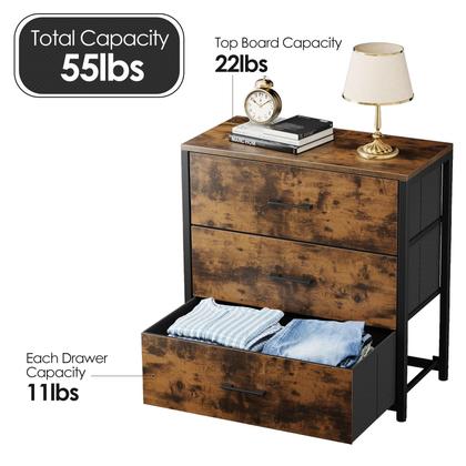 Imagem de Mesa de cabeceira Memobarco com 3 gavetas e armários de tecido