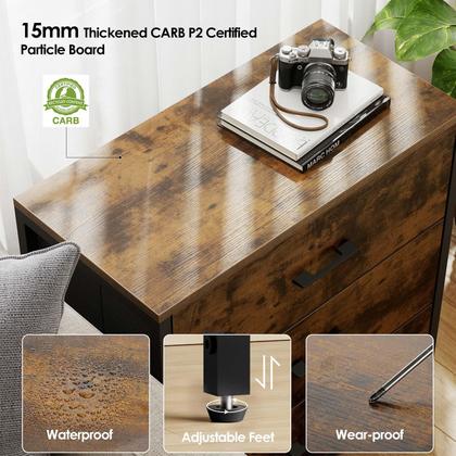 Imagem de Mesa de cabeceira Memobarco com 3 gavetas e armários de tecido