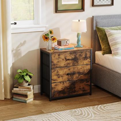 Imagem de Mesa de cabeceira Memobarco com 3 gavetas e armários de tecido