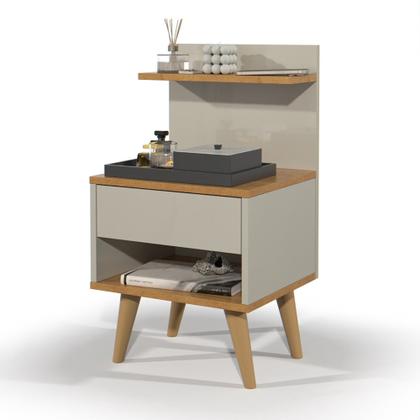 Imagem de Mesa de Cabeceira Mesinha de Canto Quarto com Nicho e Prateleira Decorativa Criado Quarto Sleep