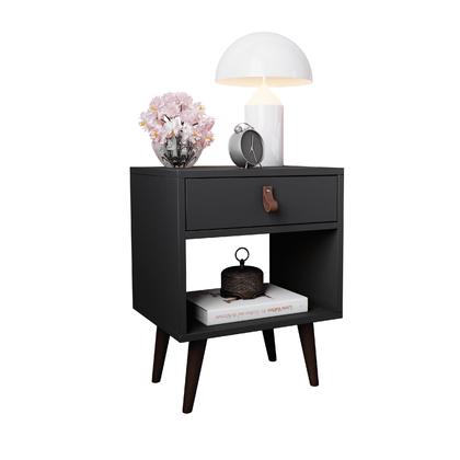 Imagem de Mesa de Cabeceira Mesinha Para Quarto 1 Gaveta Puxador em Couro Ravenna