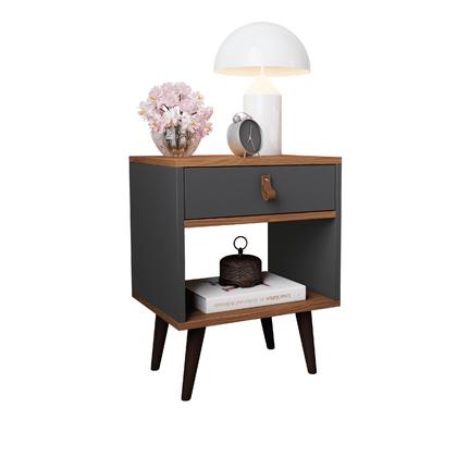 Imagem de Mesa de Cabeceira Mesinha Para Quarto 1 Gaveta Puxador em Couro Ravenna