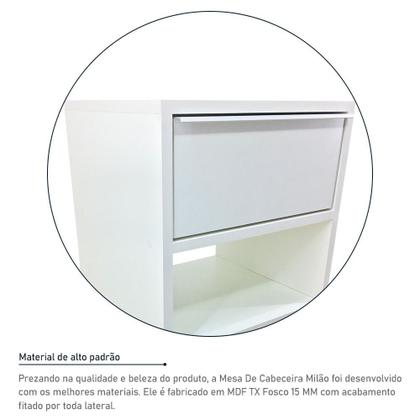 Imagem de Mesa De Cabeceira Milão Nicho Quarto Mdf Branco Prata