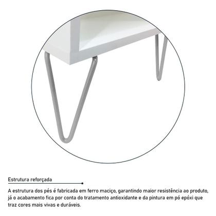 Imagem de Mesa De Cabeceira Milão Nicho Quarto Mdf Branco Prata