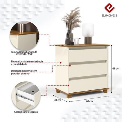 Imagem de Mesa de Cabeceira Mini Cômoda 3 gavetas Lua Cores - Comprar Moveis em Casa