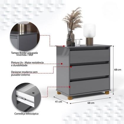 Imagem de Mesa de Cabeceira Mini Cômoda Organizador 3 Gavetas Luiza - Diversas Cores - MJM Casa dos Móveis