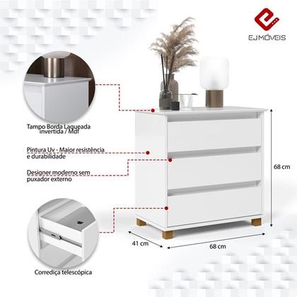 Imagem de Mesa de Cabeceira Mini Cômoda Rafaela Branco - Comprar Moveis em Casa