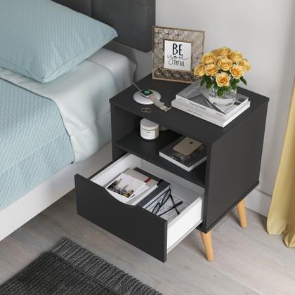Imagem de Mesa de Cabeceira Moderna 1 Gaveta Para Quarto