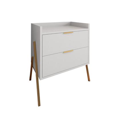 Imagem de Mesa de Cabeceira Moderna com 2 Gavetas Asher 45cm - Branco