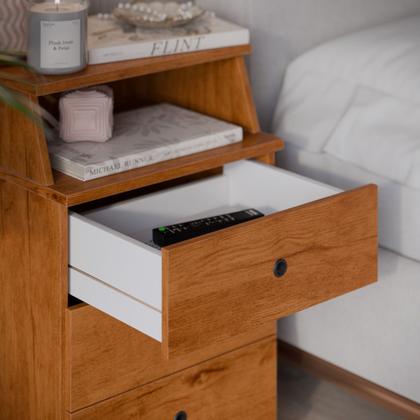 Imagem de Mesa de Cabeceira Moderna Luxo 3 Gavetas Pés Fixo Decoração Quarto