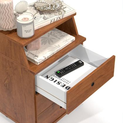 Imagem de Mesa de Cabeceira Moderna Luxo 3 Gavetas Pés Fixo Decoração Quarto